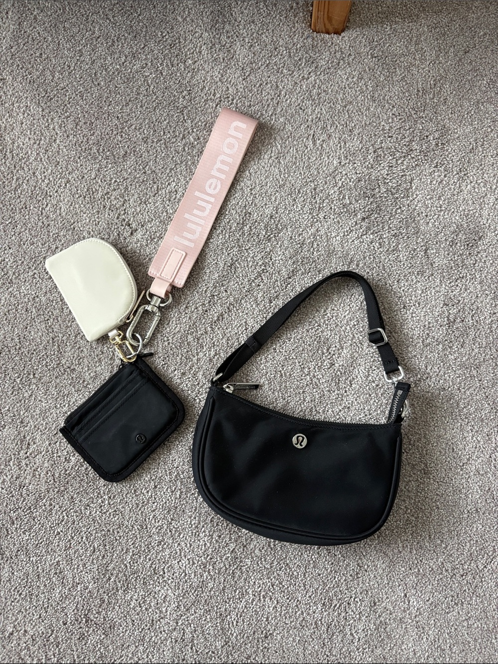 lululemon athletica Black Crescent Shoulder Bag with Wristlet Strap